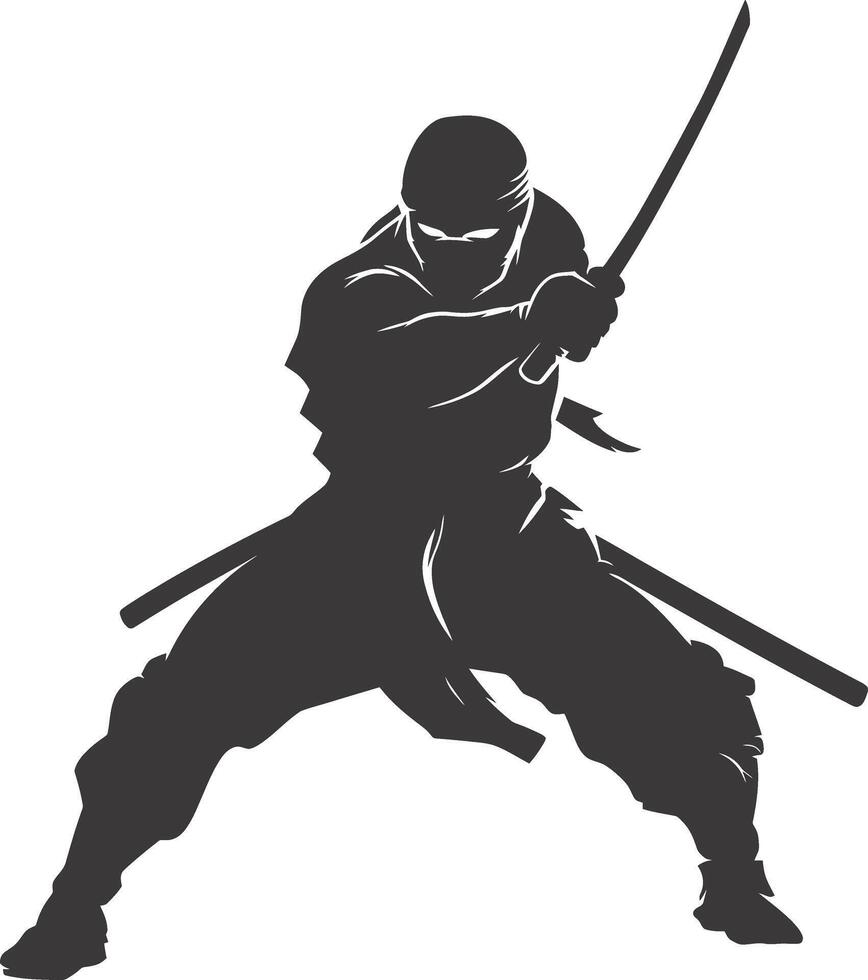 ai generiert Silhouette Ninja schwarz Farbe nur voll Körper vektor