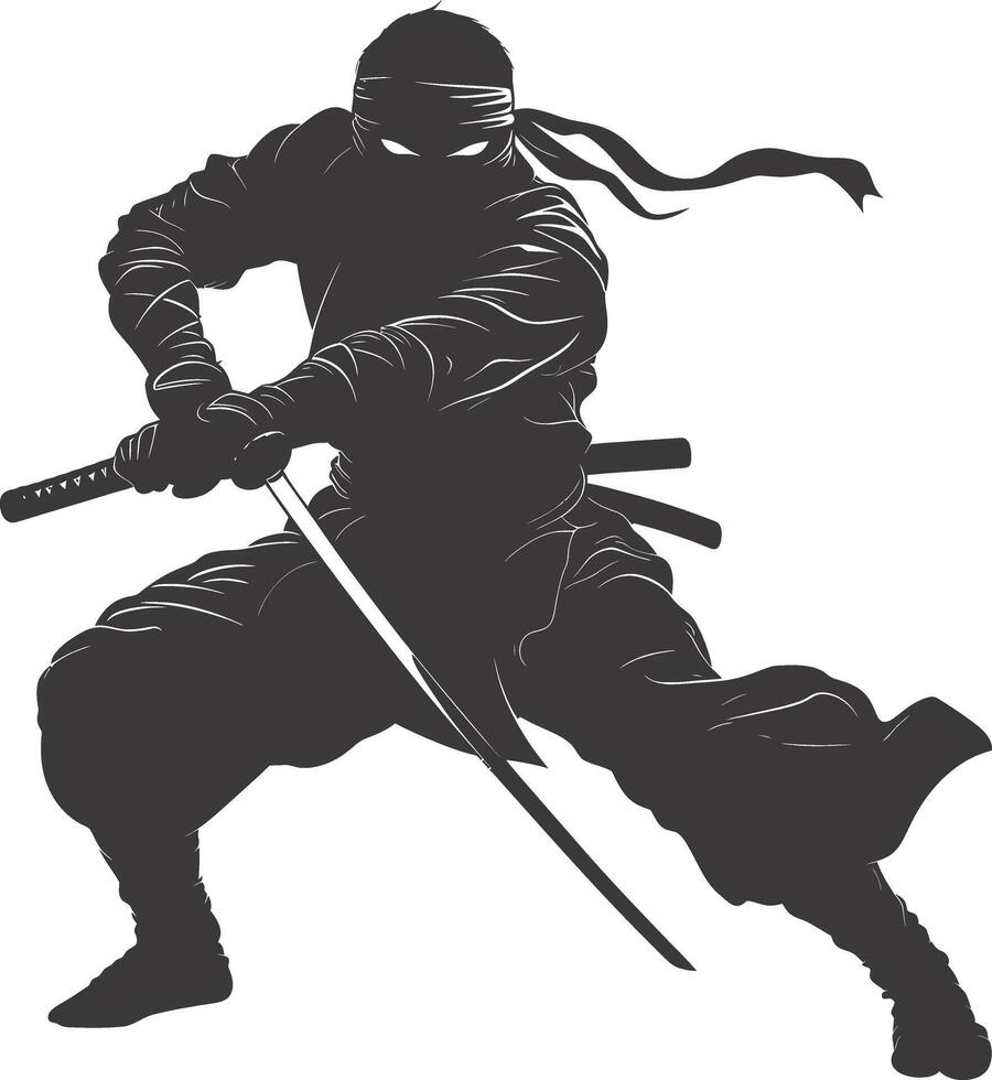 ai genererad silhuett ninja svart Färg endast full kropp vektor