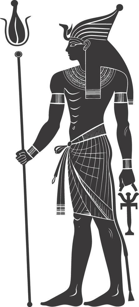 ai genererad silhuett farao de egypten mytisk varelse svart Färg endast vektor