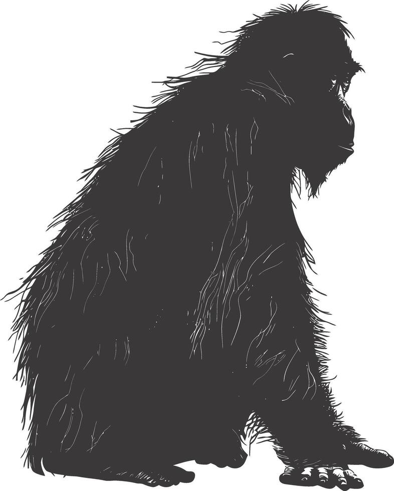 ai generiert Silhouette Orang utan Tier voll Körper schwarz Farbe nur vektor