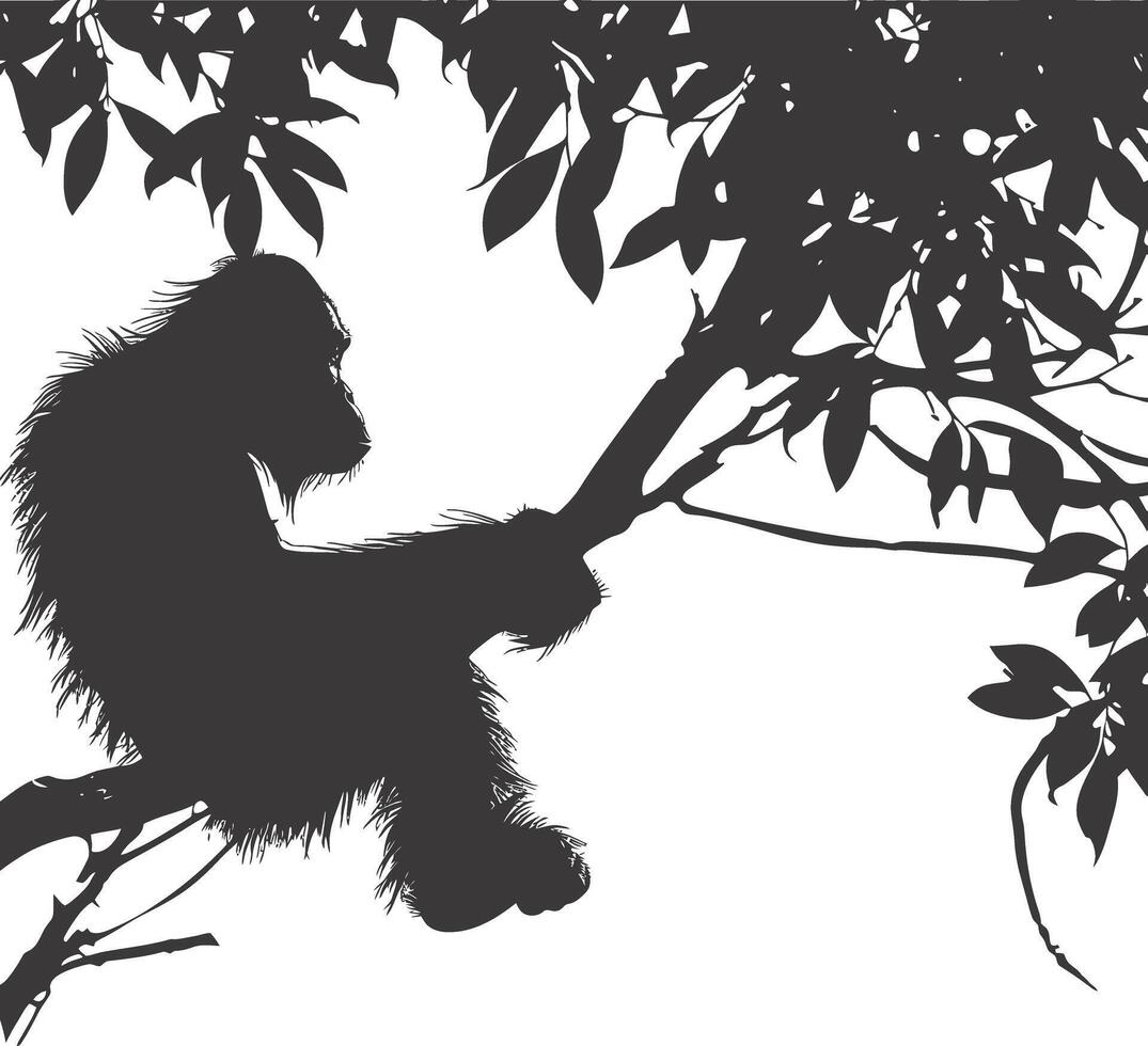 ai generiert Silhouette Orang utan Tier voll Körper schwarz Farbe nur vektor