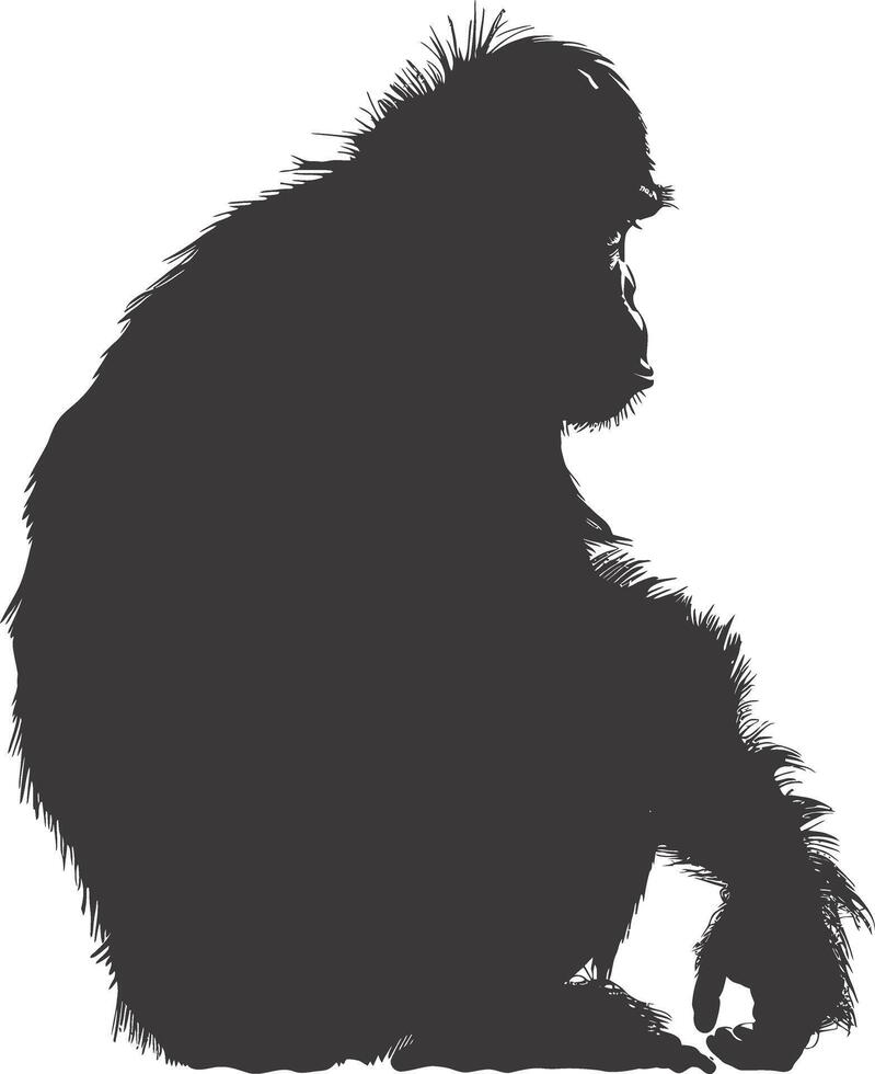 ai generiert Silhouette Orang utan Tier voll Körper schwarz Farbe nur vektor