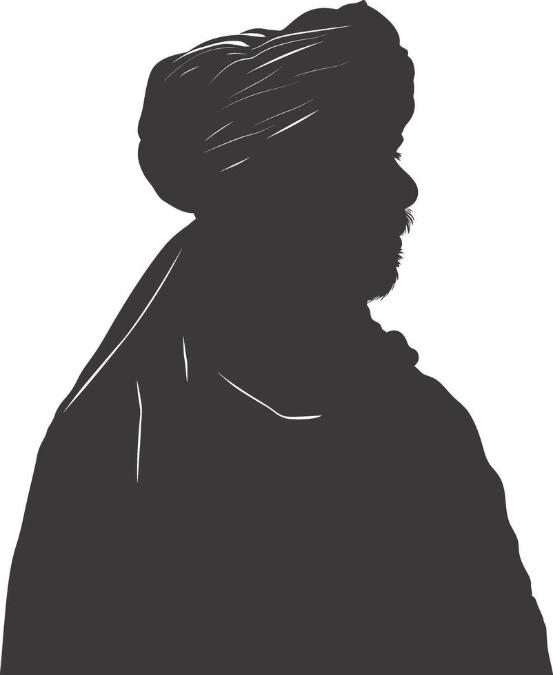 ai generiert Silhouette von ein arabisch Person tragen ein Turban schwarz Farbe nur vektor