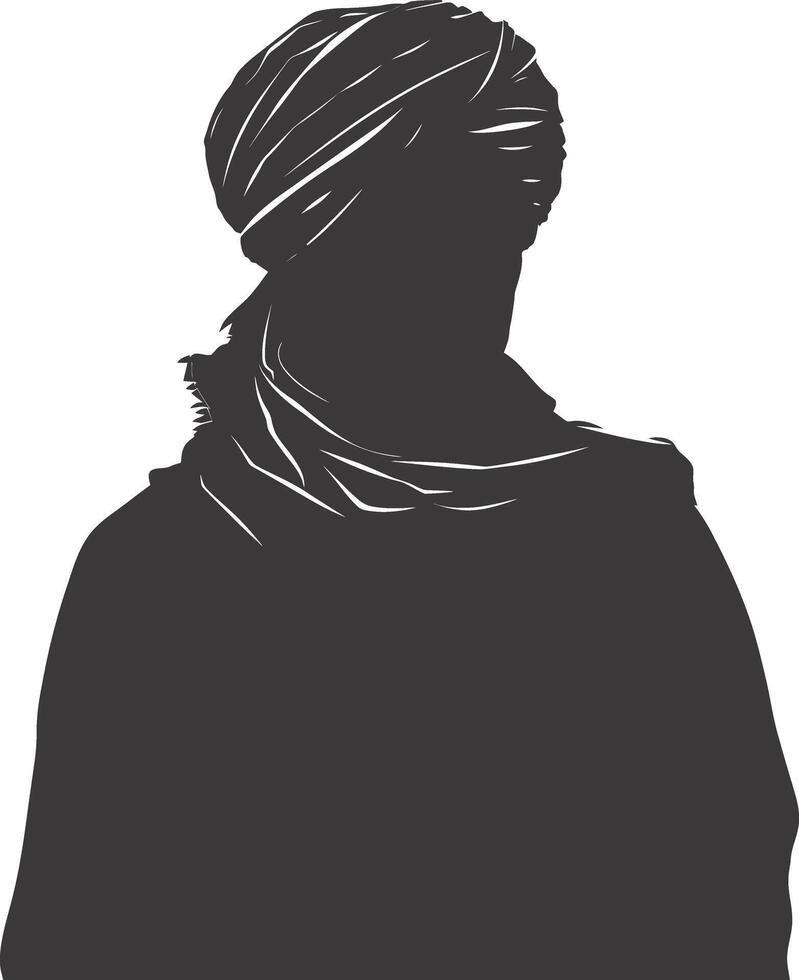 ai generiert Silhouette von ein arabisch Person tragen ein Turban schwarz Farbe nur vektor