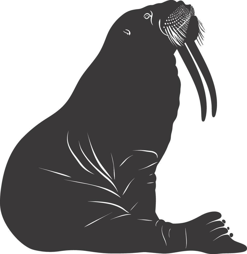 ai genererad silhuett valross djur- svart Färg endast full kropp vektor