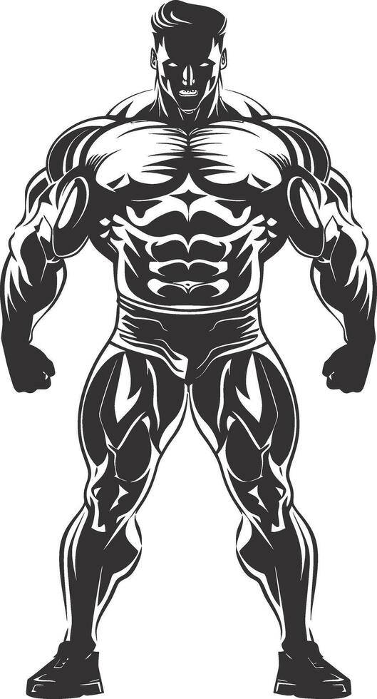 ai generiert Silhouette Bodybuilding schwarz Farbe nur voll Körper vektor