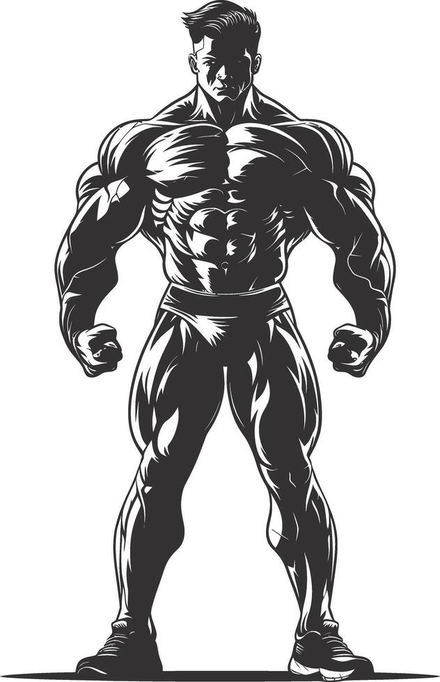 ai generiert Silhouette Bodybuilding schwarz Farbe nur voll Körper vektor