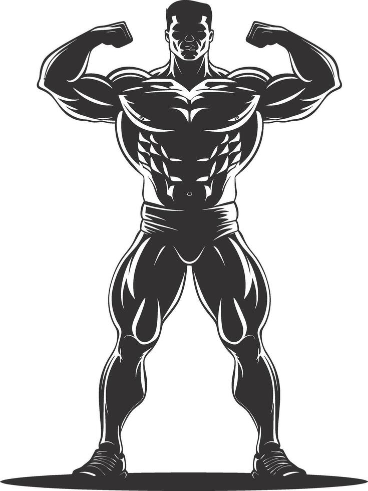 ai generiert Silhouette Bodybuilding Biegen Körper Muskel schwarz Farbe nur vektor