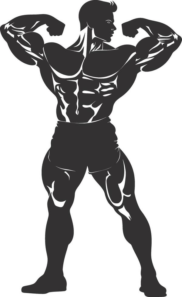 ai generiert Silhouette Bodybuilding Biegen Körper Muskel schwarz Farbe nur vektor