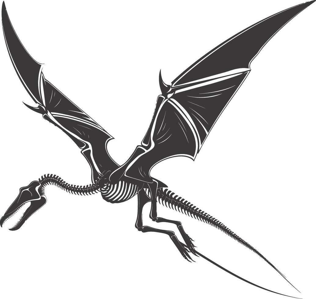 ai generiert Silhouette Dinosaurier Pterodaktylus Skelett schwarz Farbe nur vektor