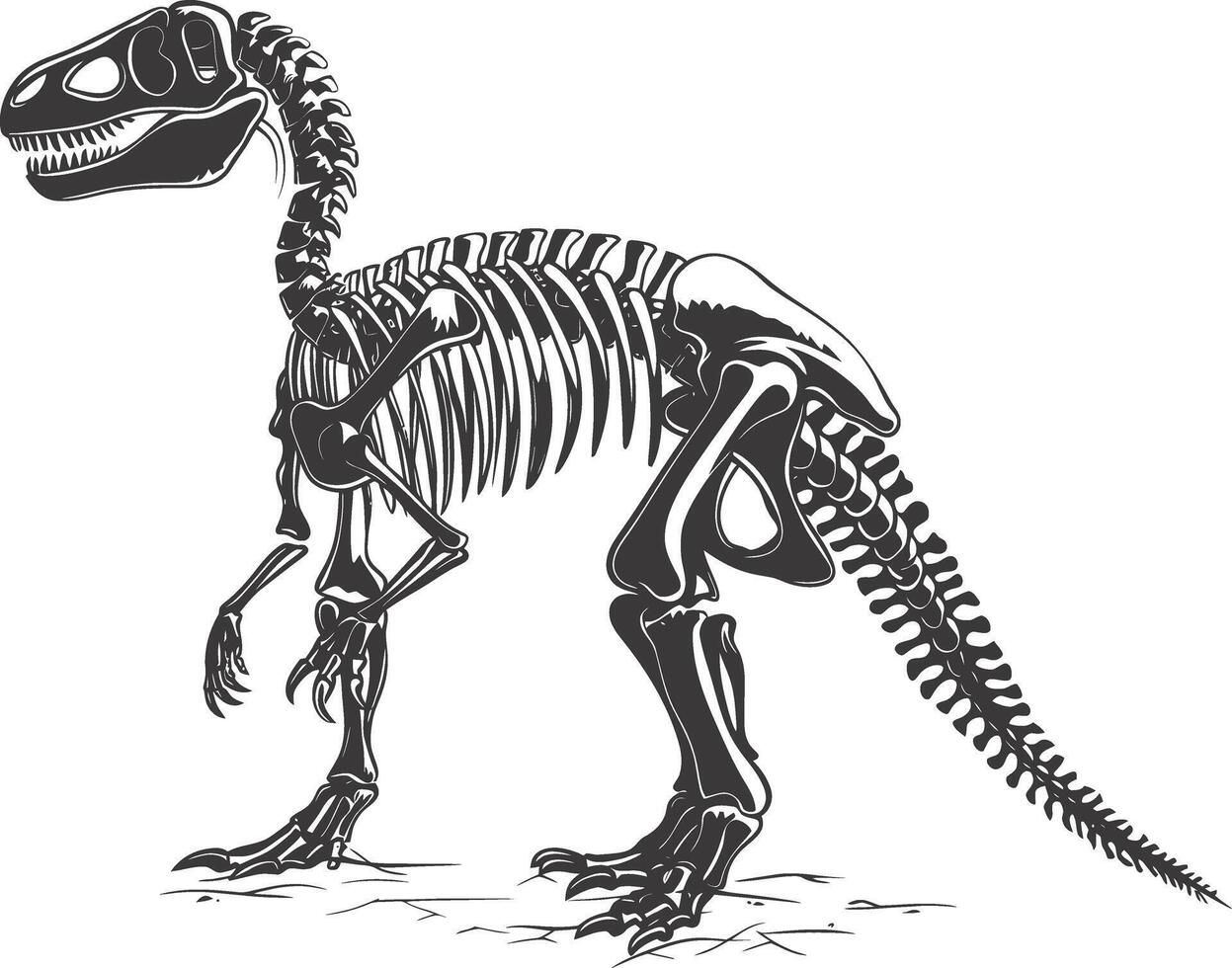 ai generiert Silhouette Dinosaurier Skelett schwarz Farbe nur vektor