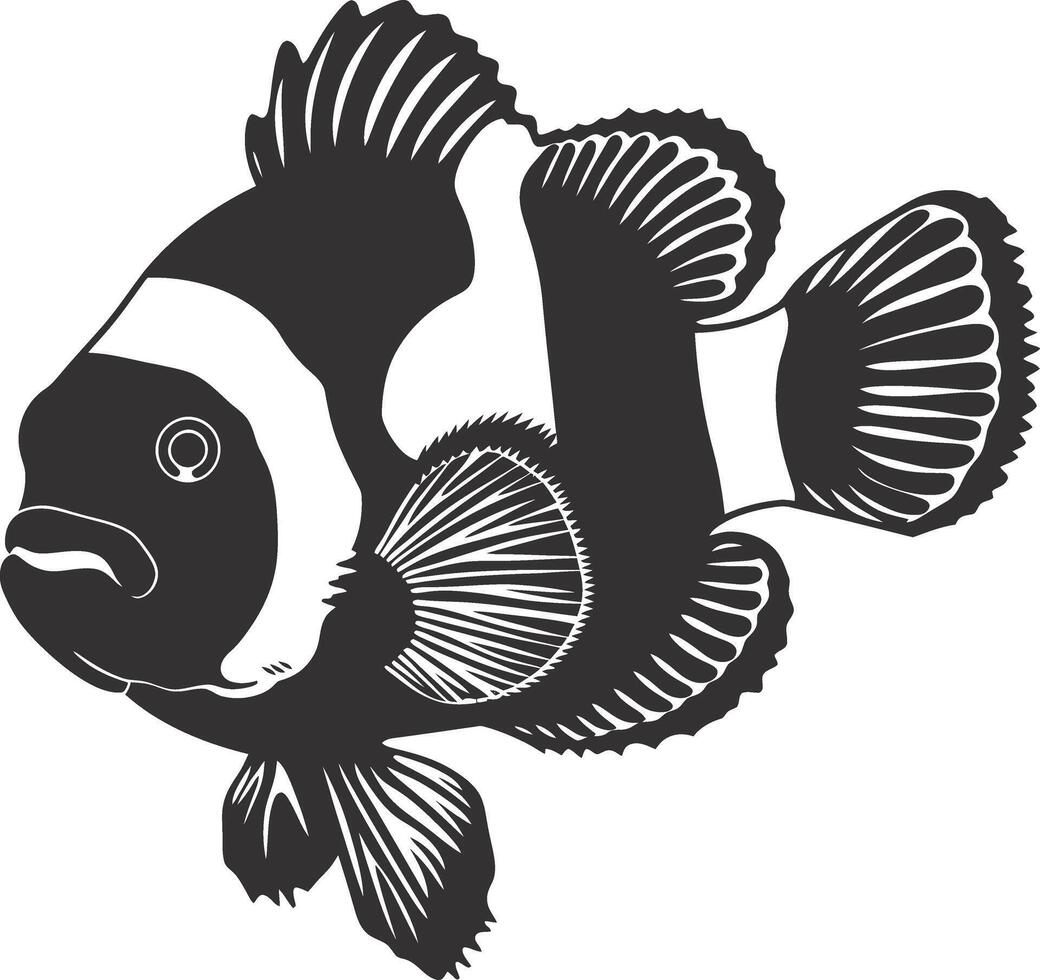 ai generiert Silhouette Clownfisch schwarz Farbe nur voll Körper vektor