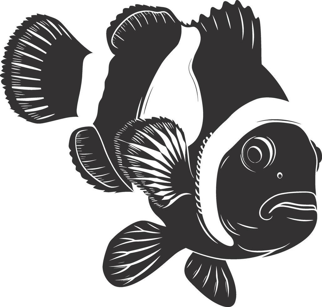 ai generiert Silhouette Clownfisch schwarz Farbe nur voll Körper vektor