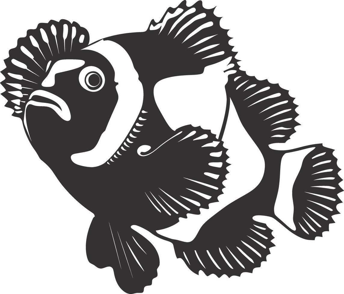 ai generiert Silhouette Clownfisch schwarz Farbe nur voll Körper vektor