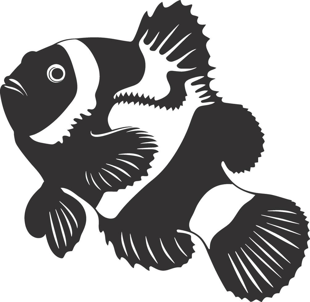 ai generiert Silhouette Clownfisch schwarz Farbe nur voll Körper vektor