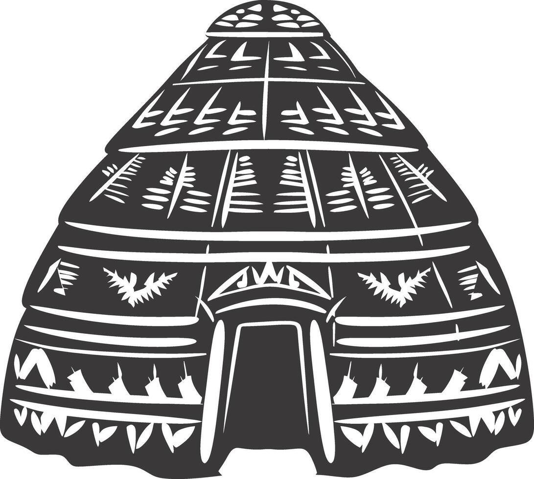 ai generiert Silhouette Iglu das Eskimo Stammes- Haus schwarz Farbe vektor