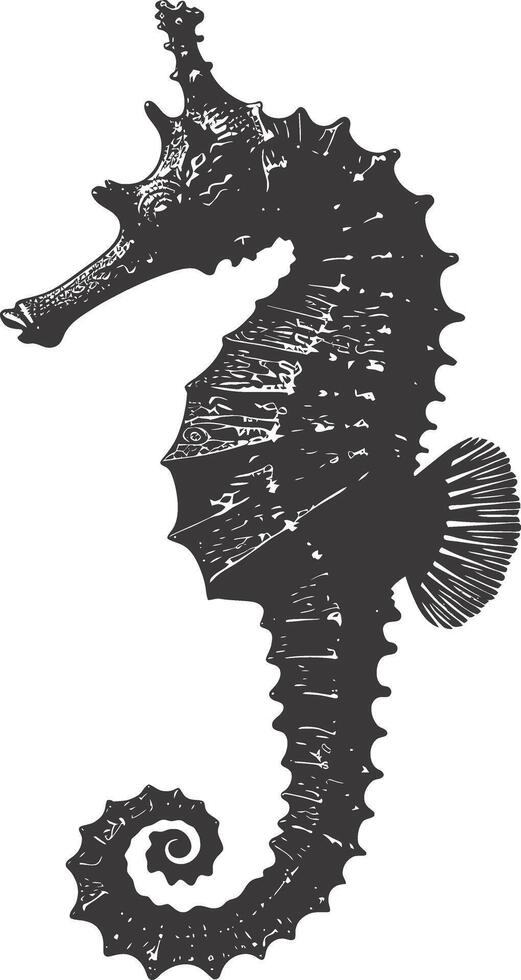 ai generiert Silhouette Seepferdchen Tier schwarz Farbe nur voll Körper vektor
