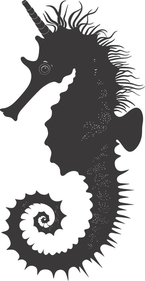 ai generiert Silhouette Seepferdchen Tier schwarz Farbe nur voll Körper vektor