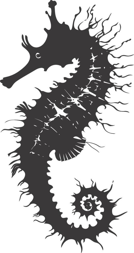 ai genererad silhuett sjöhäst djur- svart Färg endast full kropp vektor