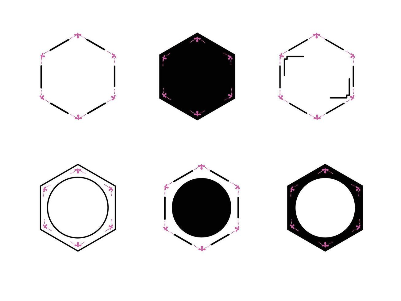 abstrakt geometrisk polygon svart och rosa vektor krans illustration