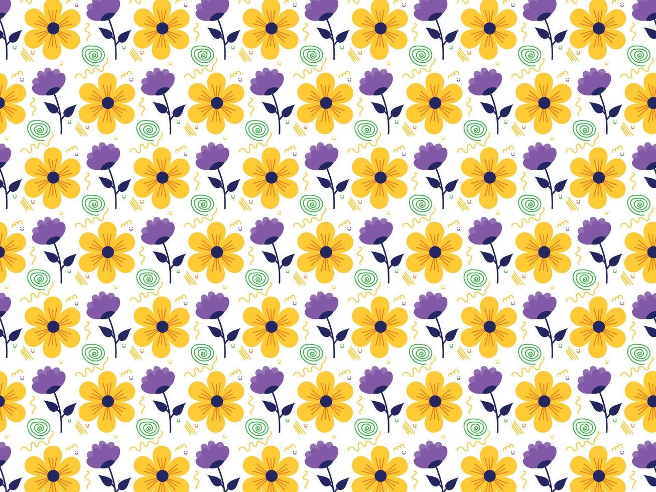Gelb und lila Orchidee klein Blume Hintergrund Muster vektor