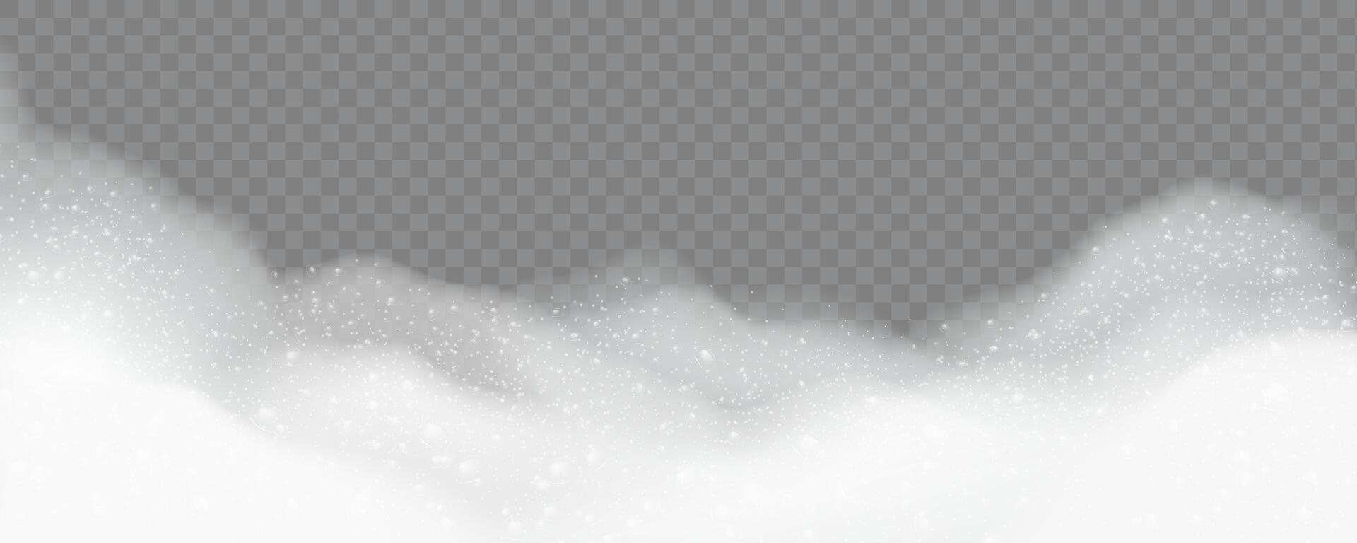 tvål såplödder, realistisk vit luftig tvål skum med bubblor på transparent skära ut bakgrund vektor