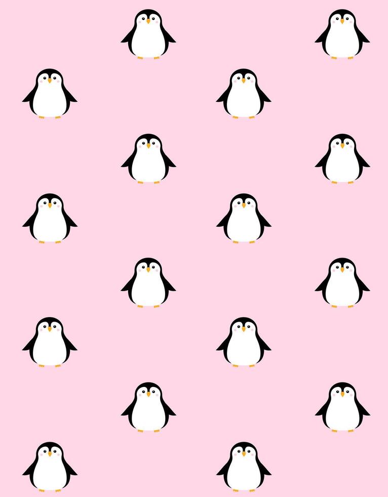 vektor sömlös mönster av platt bebis pingvin
