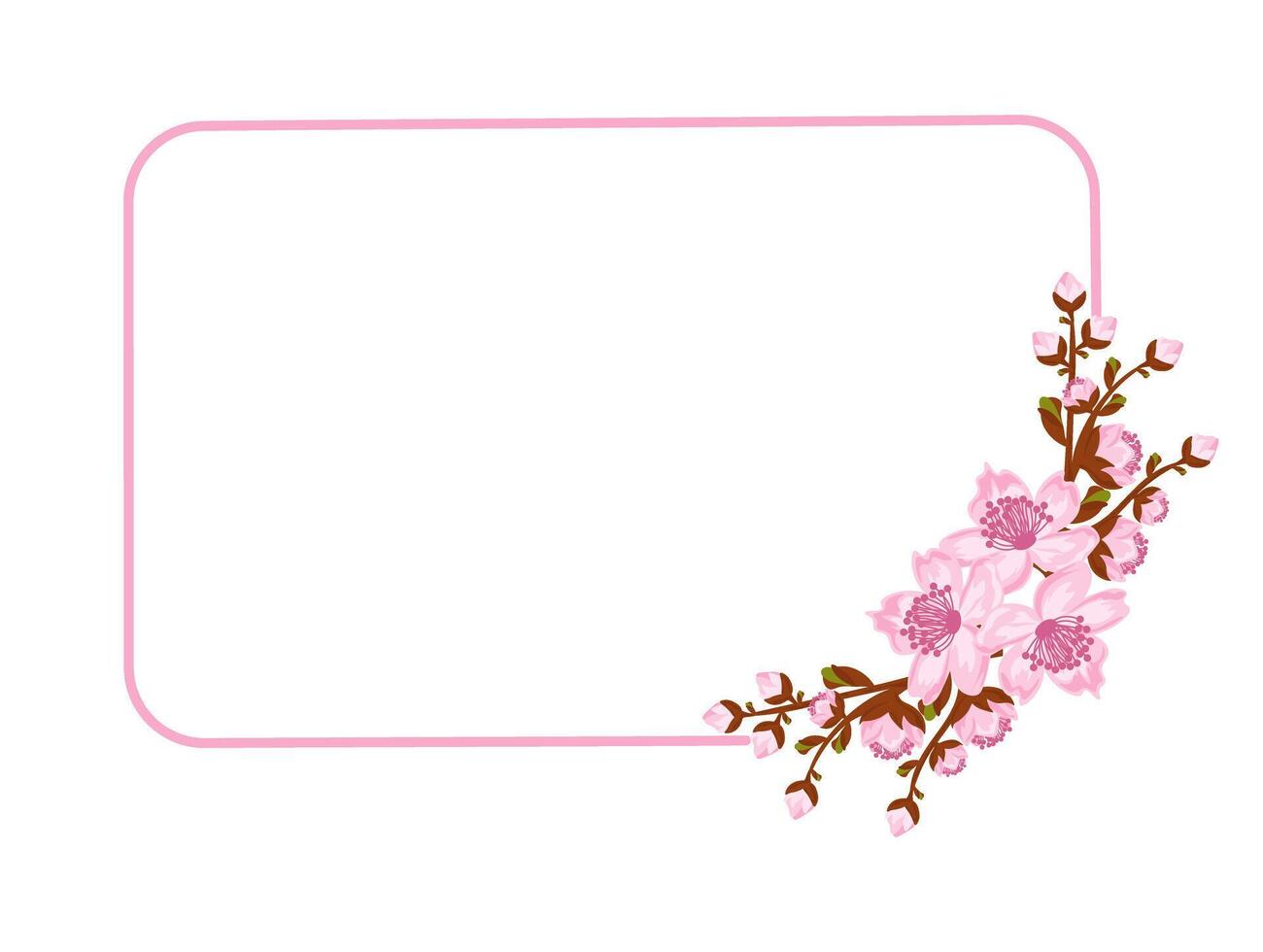 Platz Rahmen mit Anordnung von Zweige Sakura oder Kirsche Blüte. Design zum Einladung oder Gruß Karten vektor