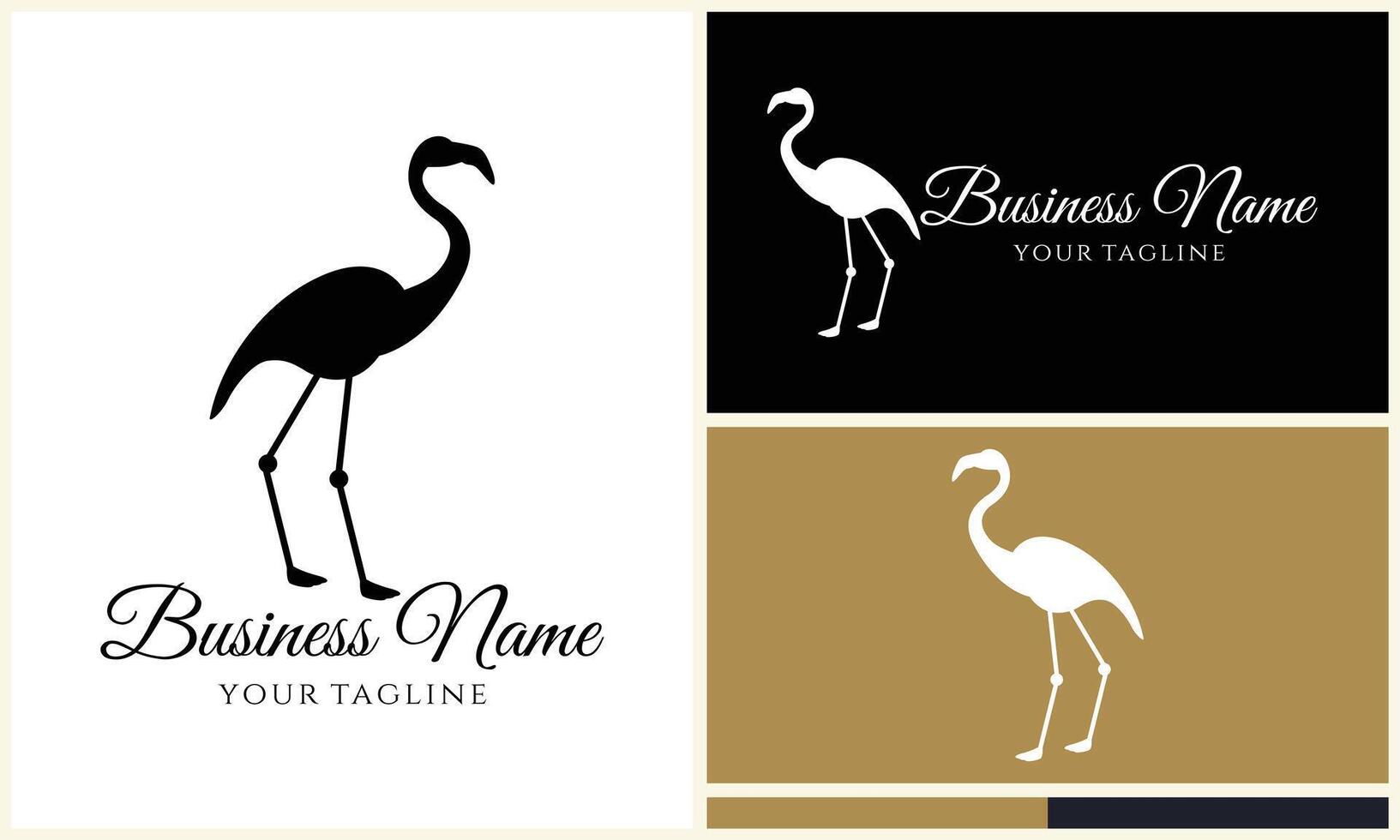 silhuett stork flamingo logotyp mall vektor