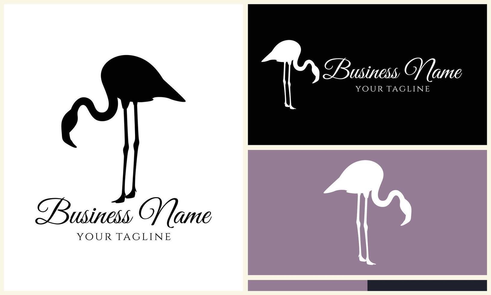 Silhouette Storch Flamingo Logo Vorlage vektor