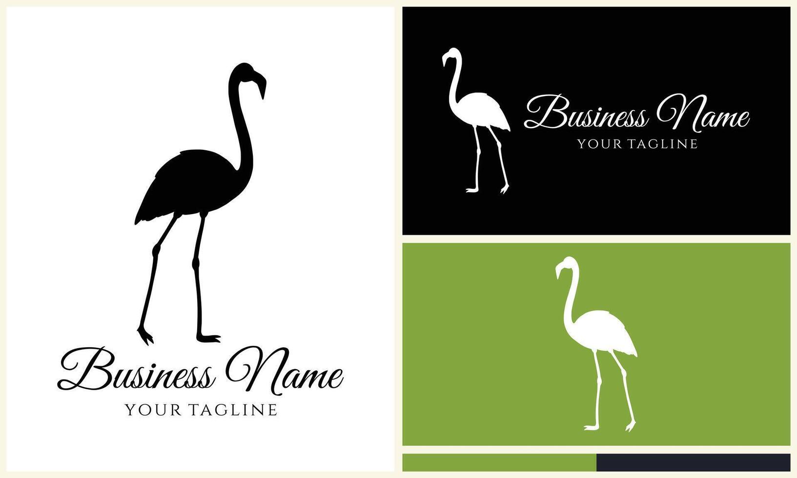 Silhouette Storch Flamingo Logo Vorlage vektor