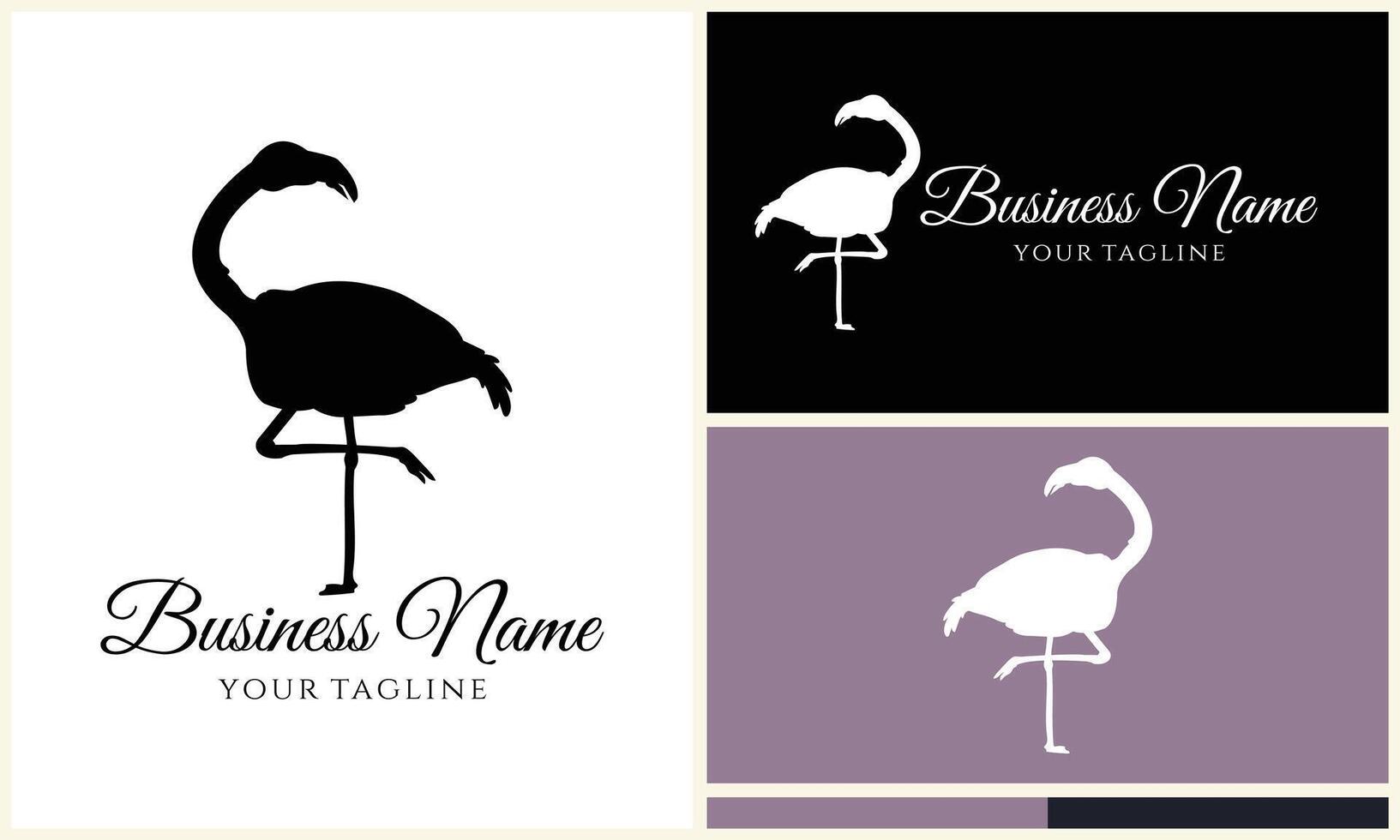 Silhouette Storch Flamingo Logo Vorlage vektor