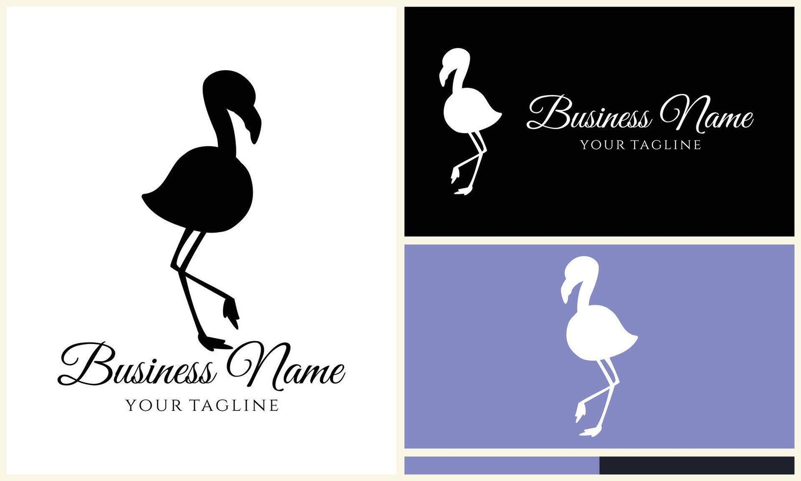 Silhouette Storch Flamingo Logo Vorlage vektor