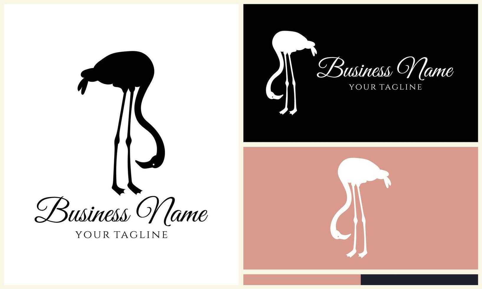 Silhouette Storch Flamingo Logo Vorlage vektor