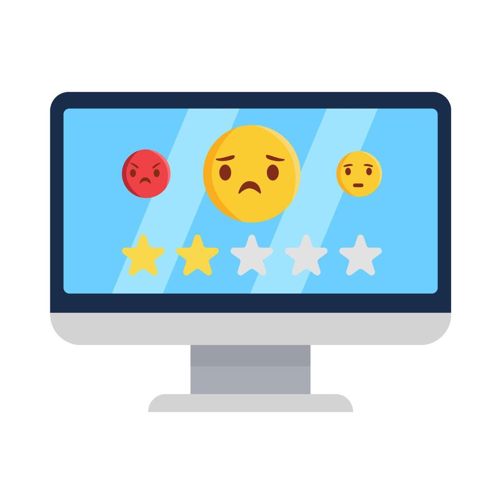 Rezension Star mit Emoji im Computer Illustration vektor