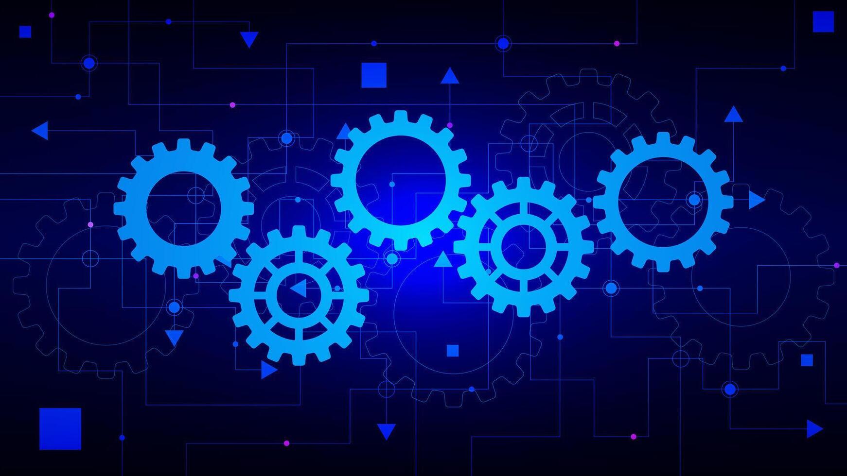 Ausrüstung Rad mit Schaltkreis Linien. Hi-Tech Digital Technologie, Mechanismus, Telekommunikation und Ingenieurwesen Konzept Hintergrund. Vektor Illustration.