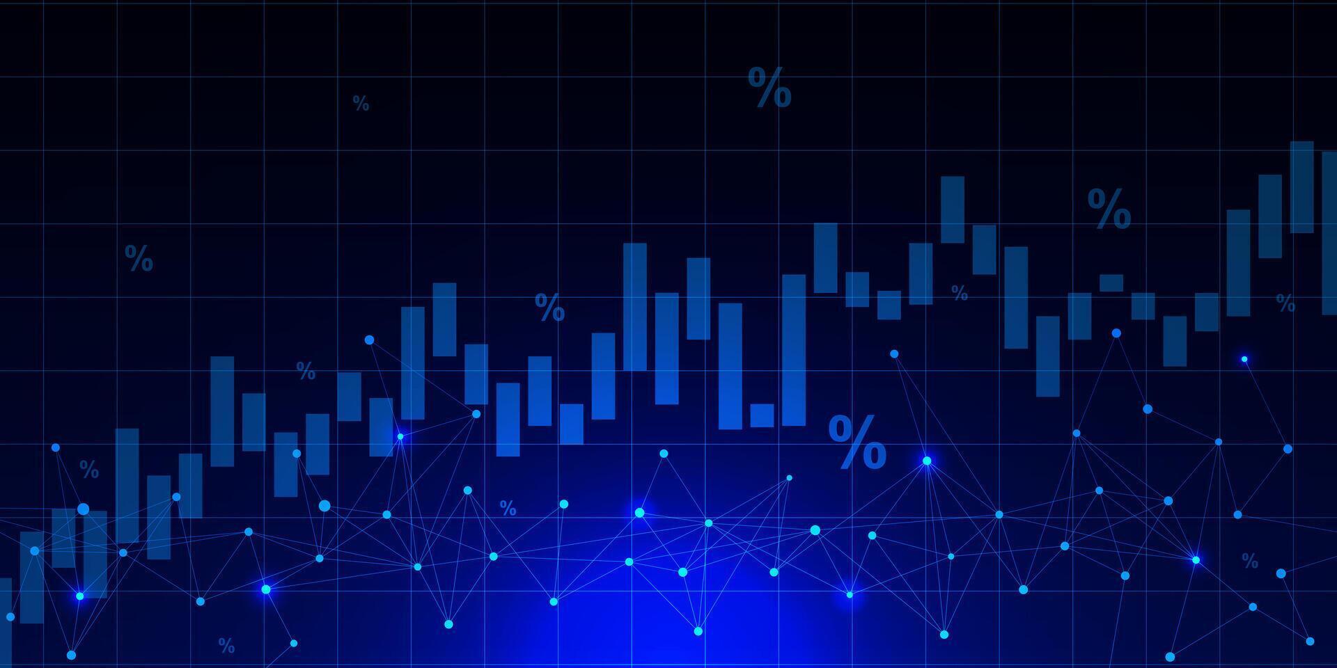 wirtschaftlich Inflation und MwSt mit Graph Diagramm. Interesse Bewertung Einschlag zum Lager Investition und Wert Rezession. finanziell und wirtschaftlich Konzept Hintergrund. Vektor Illustration.