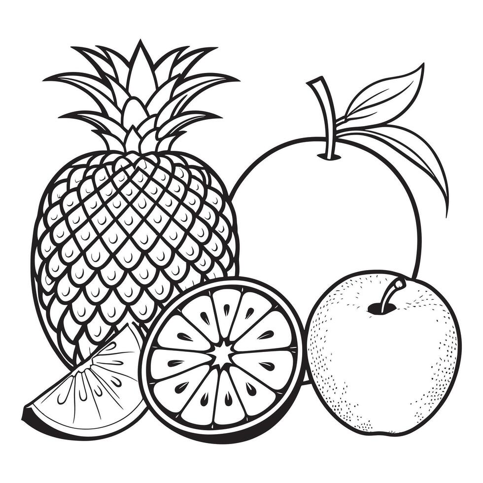 Früchte Gliederung Färbung Seite Illustration zum Kinder und Erwachsene vektor