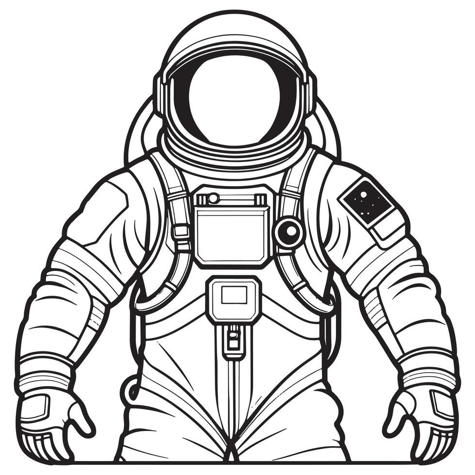 astronaut översikt färg sida illustration för barn och vuxen vektor