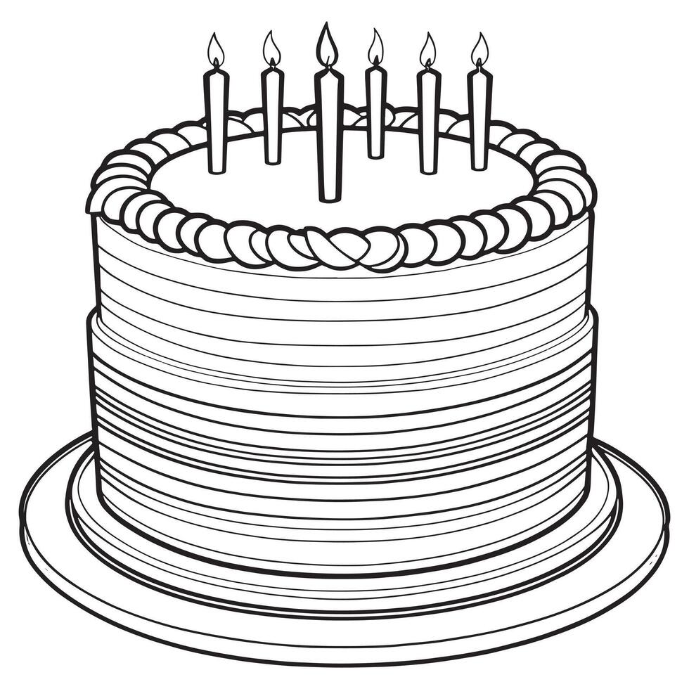 Kuchen Gliederung Färbung Seite Illustration zum Kinder und Erwachsene vektor