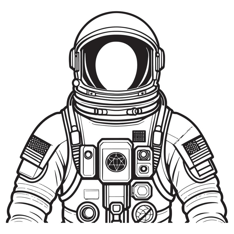 astronaut översikt färg sida illustration för barn och vuxen vektor