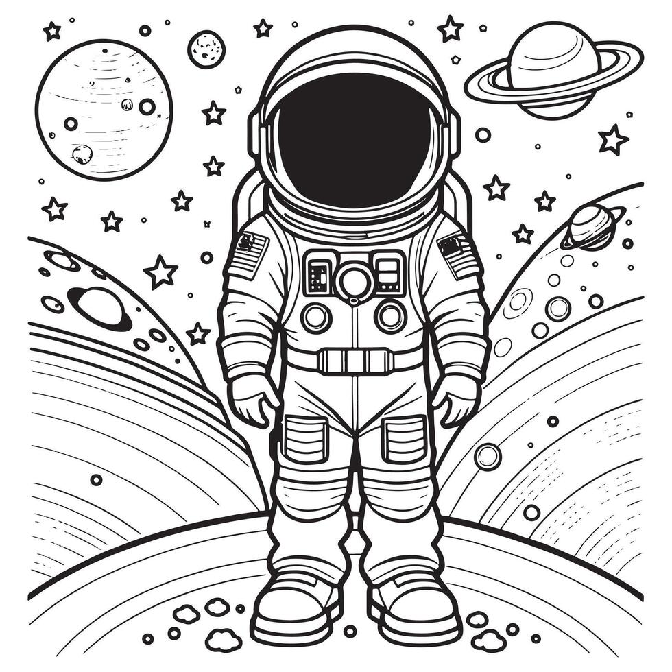 Kinder Astronaut Gliederung Färbung Seite Illustration zum Kinder und Erwachsene vektor