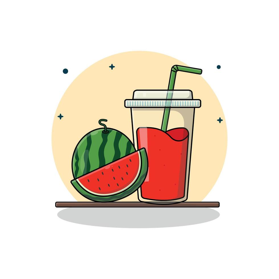 vattenmelon juice vektor illustration. färsk frukt juice begrepp