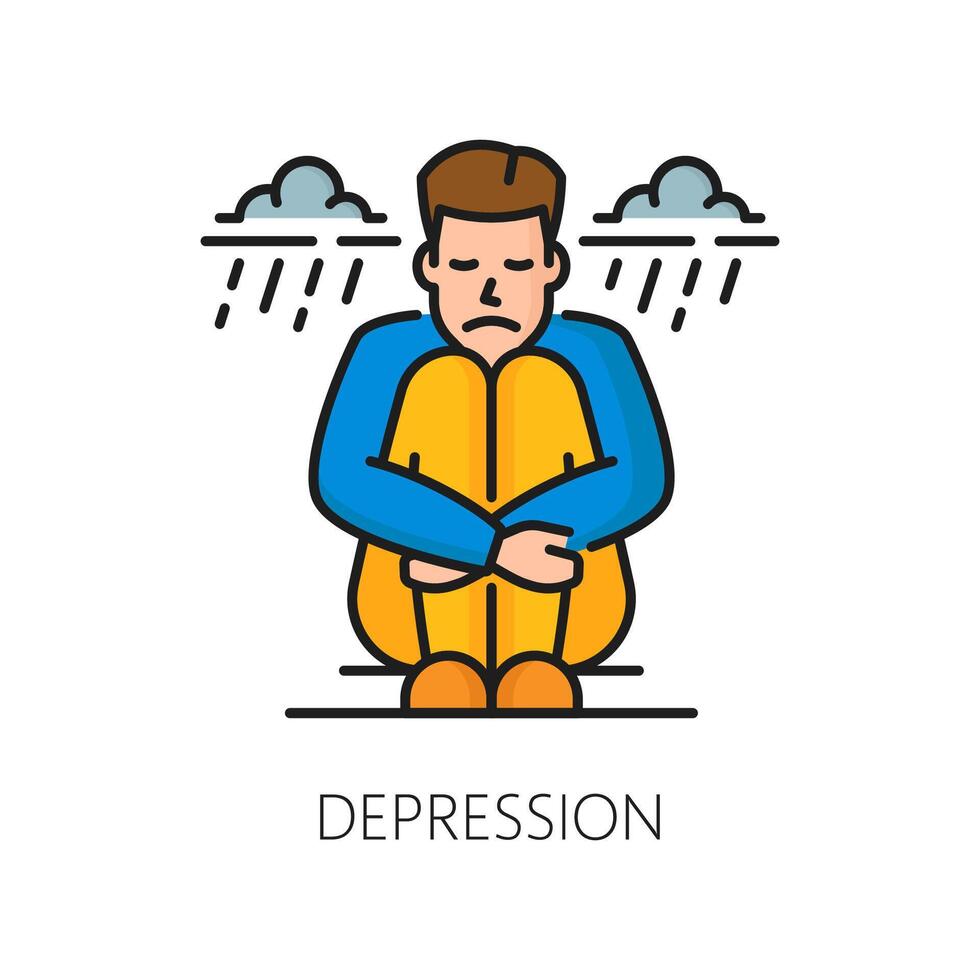 depression psykologisk oordning problem ikon vektor