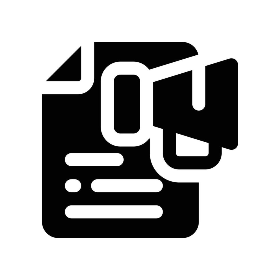 Datei Marketing Symbol. Vektor Glyphe Symbol zum Ihre Webseite, Handy, Mobiltelefon, Präsentation, und Logo Design.