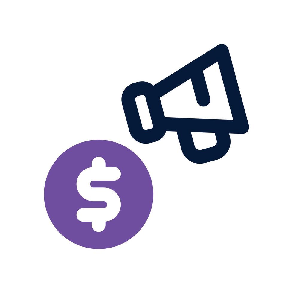Budget Marketing Symbol. Vektor Dual Ton Symbol zum Ihre Webseite, Handy, Mobiltelefon, Präsentation, und Logo Design.