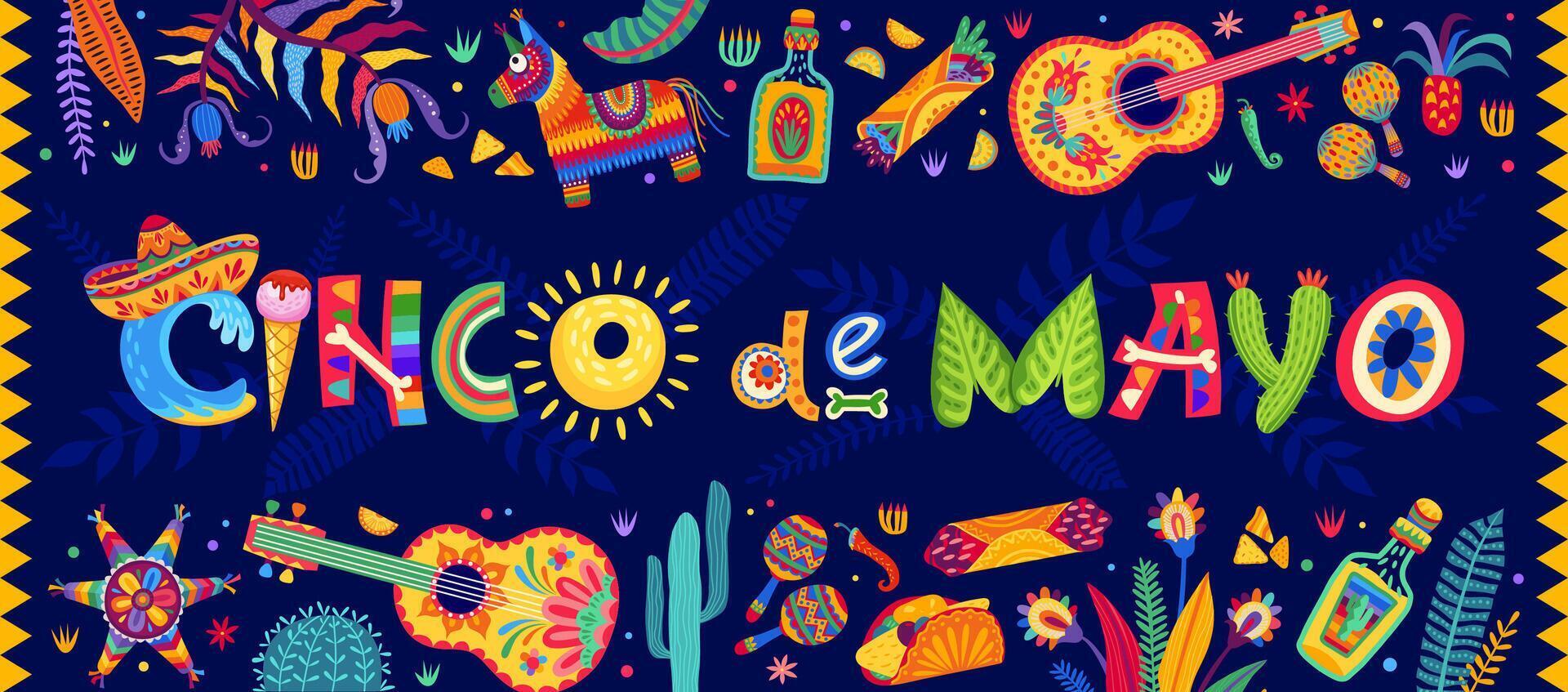 cinco de Mayo Beschriftung auf Mexikaner Urlaub Banner vektor