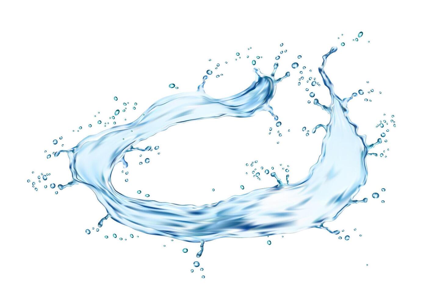 sauber Wasser fließen Spritzen mit Spritzer, Kreis vektor