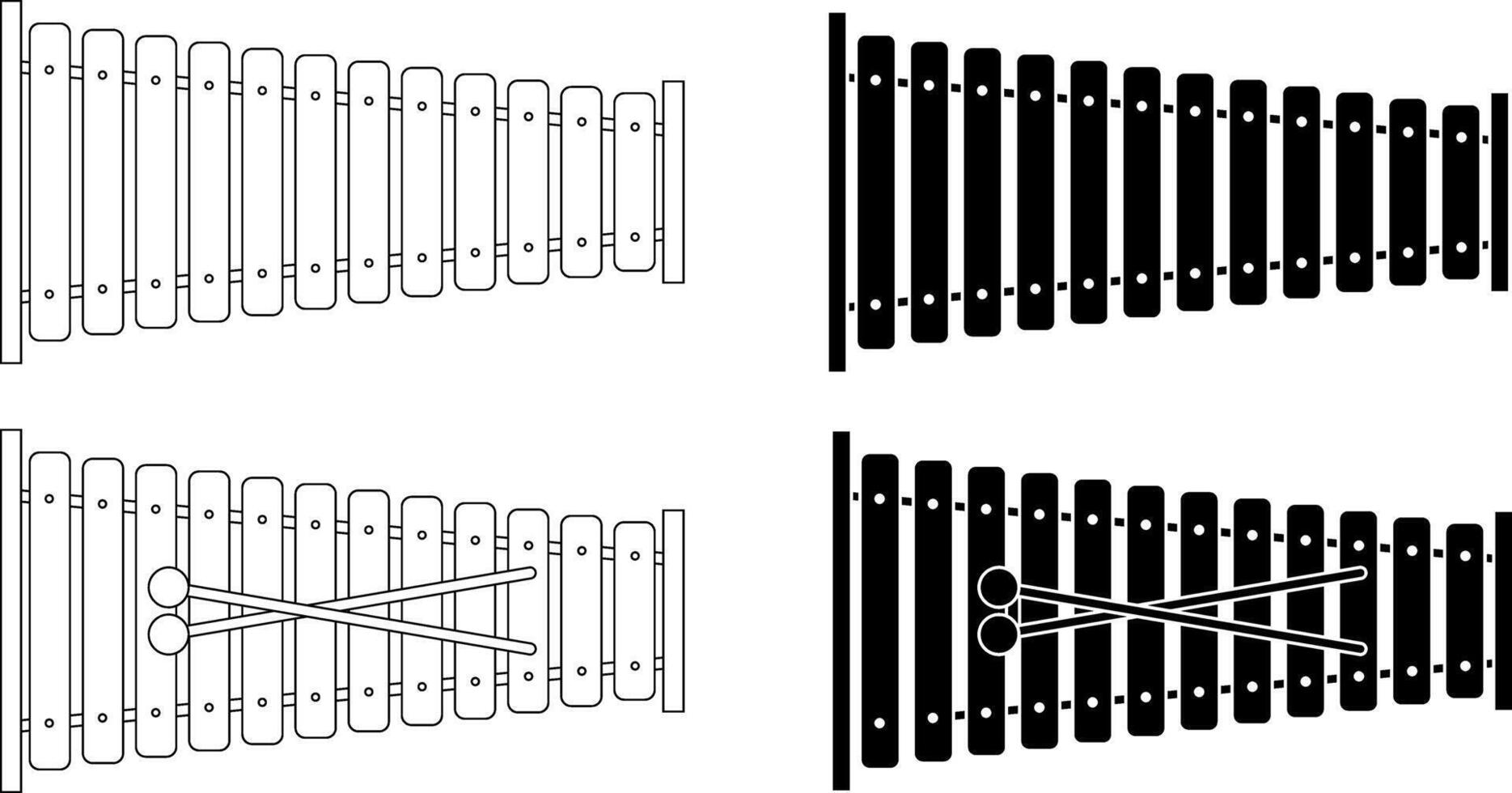 oben Aussicht Xylophon Symbol einstellen vektor