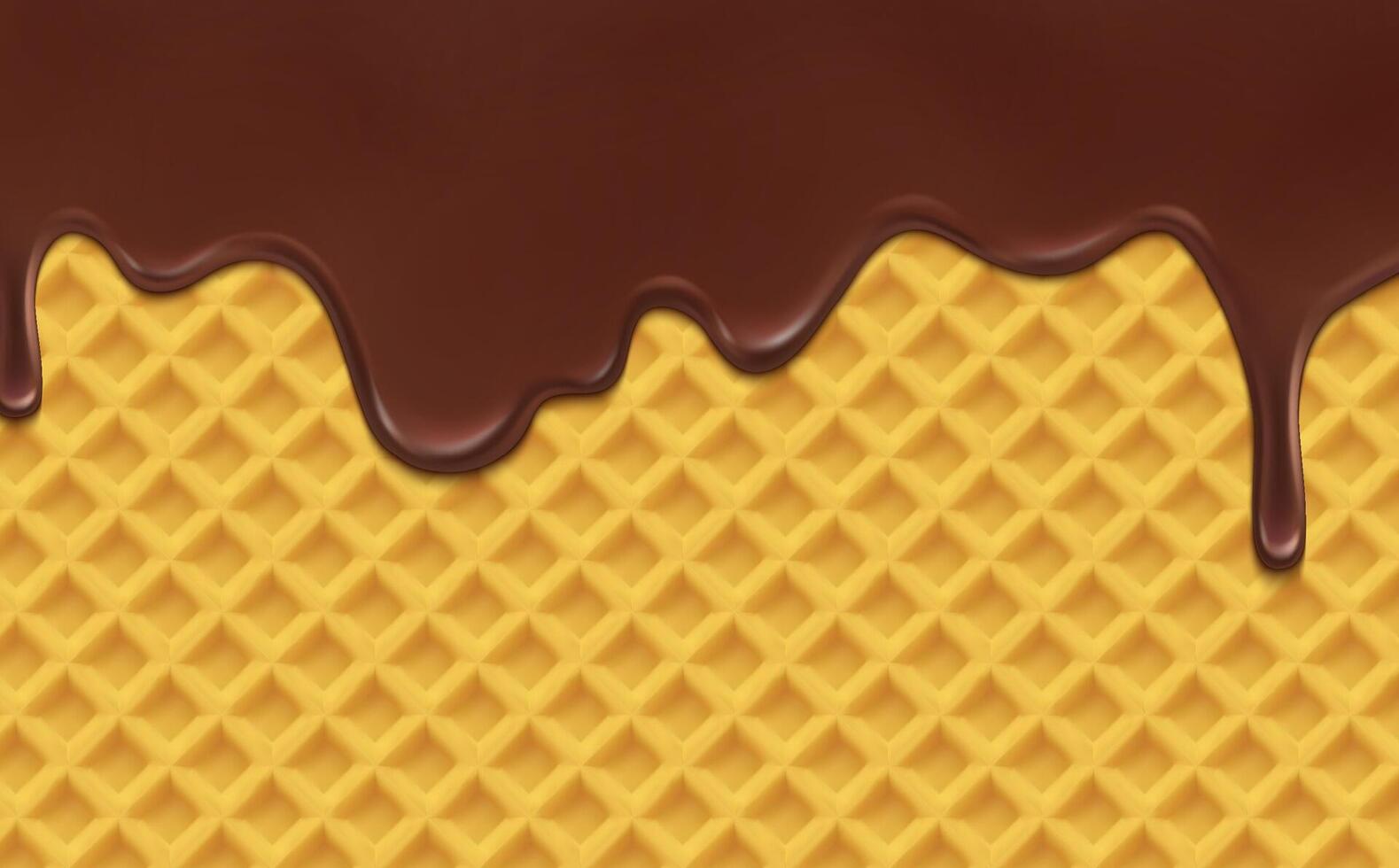 realistisch Schokolade tropfen schmelzen auf Wafer vektor